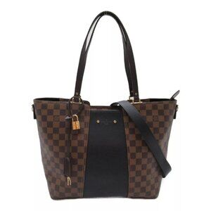 LOUIS VUITTON Jersey Shoulder Bag N44023 Damier leather canvas Brown Black Used